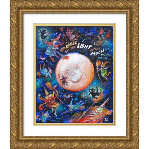 And Dance By The Light Of The Moon Gold Ornate Wood Framed Art Print with Double Matting by Bell, Bill