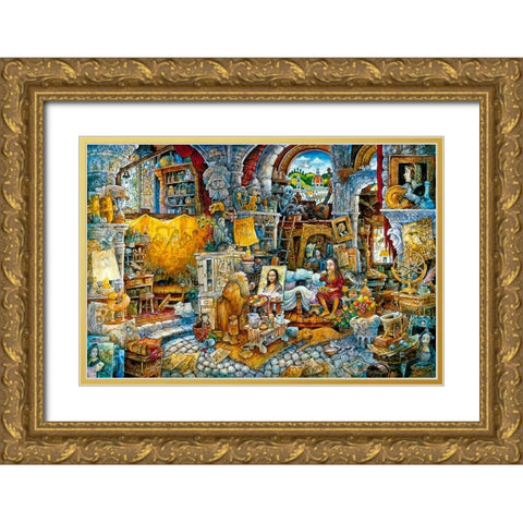 Mona 2 Spaghetti Gold Ornate Wood Framed Art Print with Double Matting by Bell, Bill