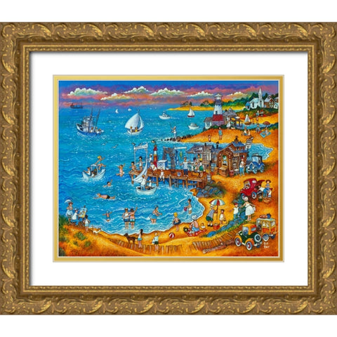 Fishing Pier  Gold Ornate Wood Framed Art Print with Double Matting by Bell, Bill