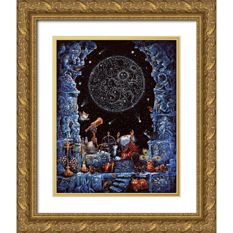Astrologer Gold Ornate Wood Framed Art Print with Double Matting by Bell, Bill