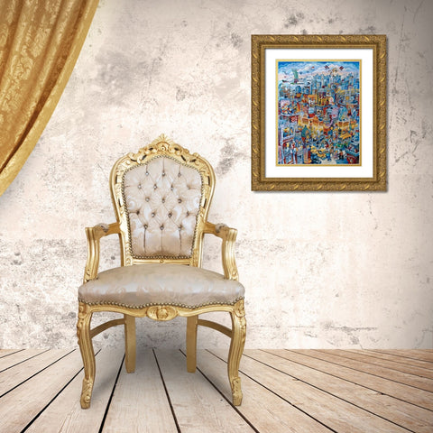 Cat City Blues Gold Ornate Wood Framed Art Print with Double Matting by Bell, Bill