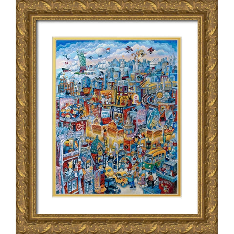 Cat City Blues Gold Ornate Wood Framed Art Print with Double Matting by Bell, Bill