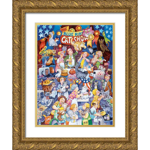 Blue Ribbon Cat Show Gold Ornate Wood Framed Art Print with Double Matting by Bell, Bill