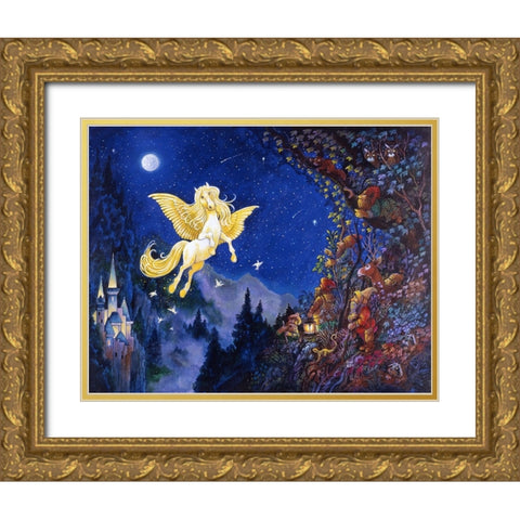 Flight Of Pegasus Gold Ornate Wood Framed Art Print with Double Matting by Bell, Bill