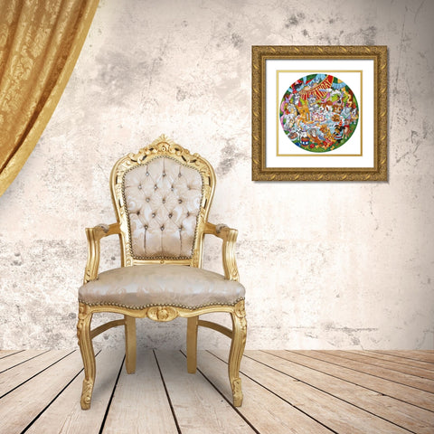 Birthday Dogs Gold Ornate Wood Framed Art Print with Double Matting by Bell, Bill