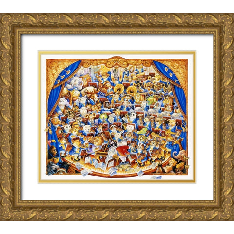 Animal Orchestra Gold Ornate Wood Framed Art Print with Double Matting by Bell, Bill