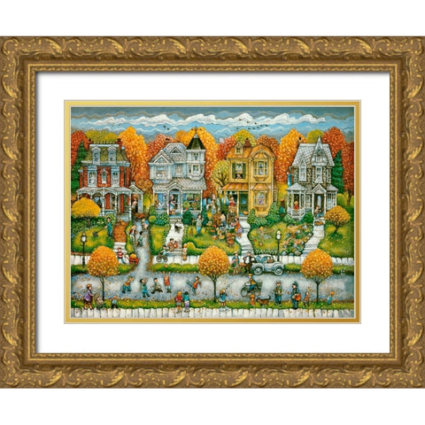 Tis Autumn  Gold Ornate Wood Framed Art Print with Double Matting by Bell, Bill