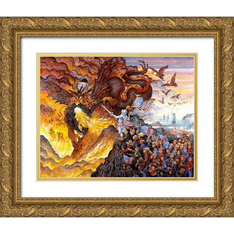 Fight For Freedom Gold Ornate Wood Framed Art Print with Double Matting by Bell, Bill