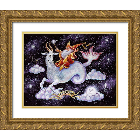 Capricorn Gold Ornate Wood Framed Art Print with Double Matting by Bell, Bill