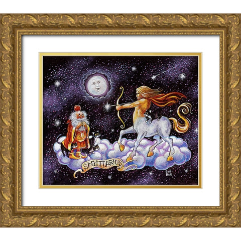 Sagittarius Gold Ornate Wood Framed Art Print with Double Matting by Bell, Bill