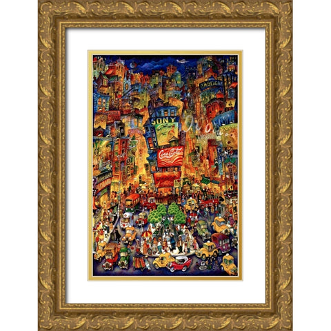 Times Square Gold Ornate Wood Framed Art Print with Double Matting by Bell, Bill