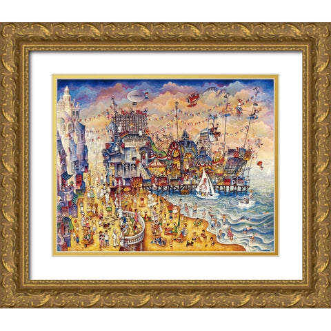 Steel Pier Gold Ornate Wood Framed Art Print with Double Matting by Bell, Bill