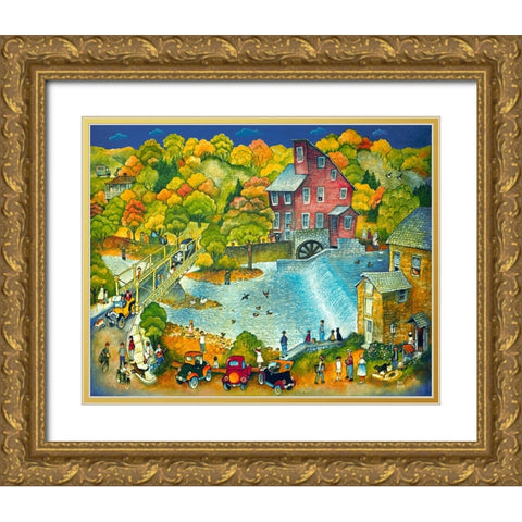 The Old Mill  Gold Ornate Wood Framed Art Print with Double Matting by Bell, Bill