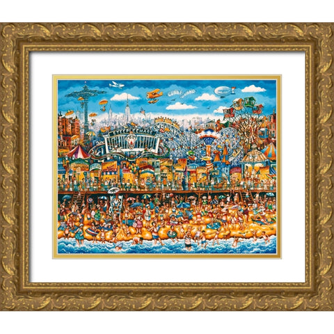 Coney Island Gold Ornate Wood Framed Art Print with Double Matting by Bell, Bill