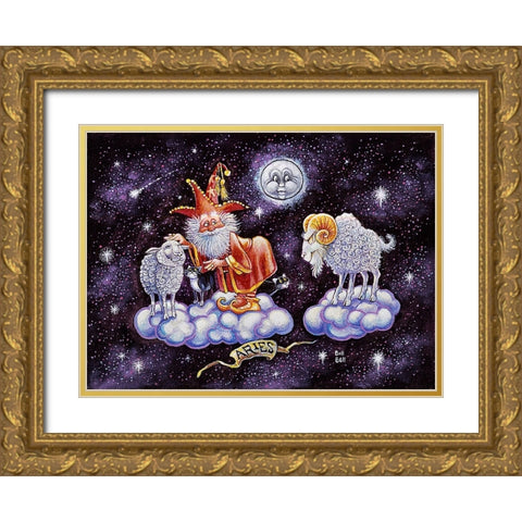 Aries Gold Ornate Wood Framed Art Print with Double Matting by Bell, Bill