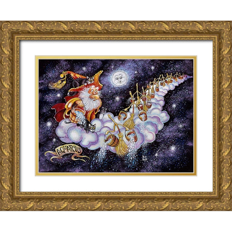Aquarius Gold Ornate Wood Framed Art Print with Double Matting by Bell, Bill