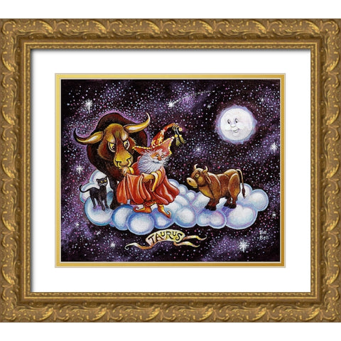 Taurus Gold Ornate Wood Framed Art Print with Double Matting by Bell, Bill