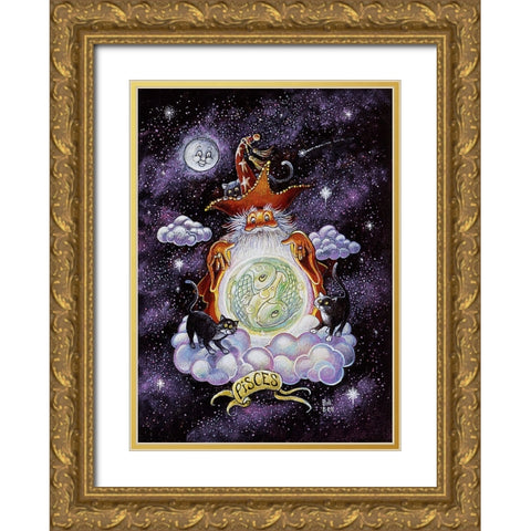 Pisces,  Gold Ornate Wood Framed Art Print with Double Matting by Bell, Bill