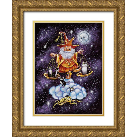 Libra Gold Ornate Wood Framed Art Print with Double Matting by Bell, Bill