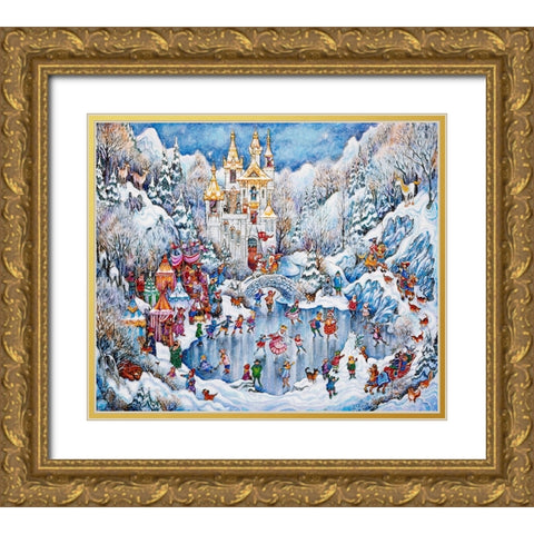 Camelot Winter Gold Ornate Wood Framed Art Print with Double Matting by Bell, Bill