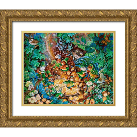 Cats Of Killarney Gold Ornate Wood Framed Art Print with Double Matting by Bell, Bill