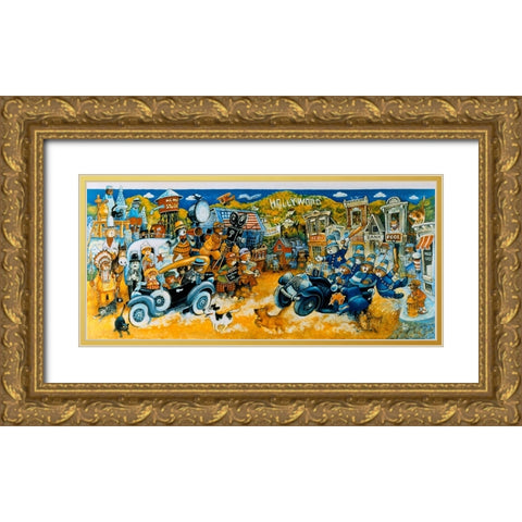 Keystone Kops Gold Ornate Wood Framed Art Print with Double Matting by Bell, Bill