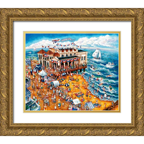 The Music Pier Gold Ornate Wood Framed Art Print with Double Matting by Bell, Bill