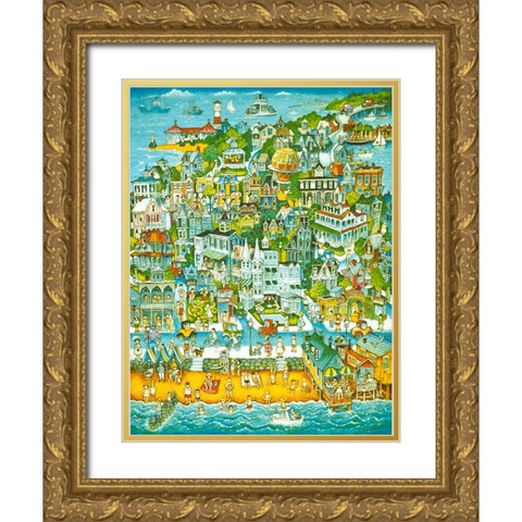 Cape May Summer Gold Ornate Wood Framed Art Print with Double Matting by Bell, Bill