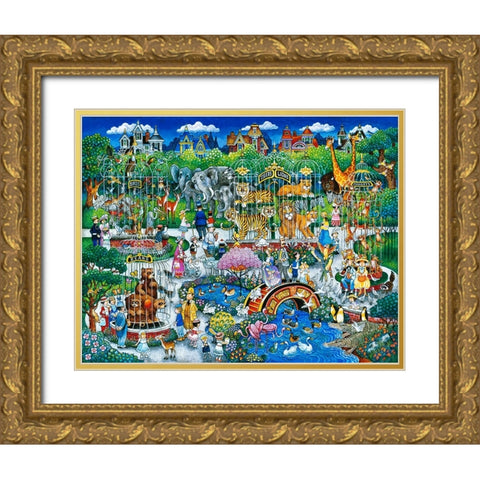 Victorian Zoo Gold Ornate Wood Framed Art Print with Double Matting by Bell, Bill