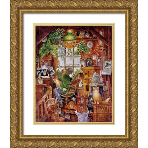 Clock Man 2 Gold Ornate Wood Framed Art Print with Double Matting by Bell, Bill