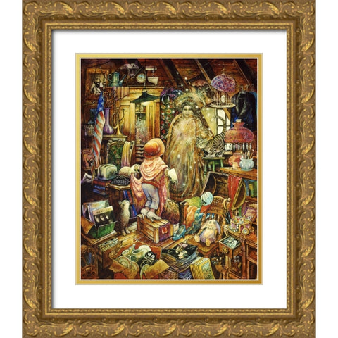 Pretending Gold Ornate Wood Framed Art Print with Double Matting by Bell, Bill