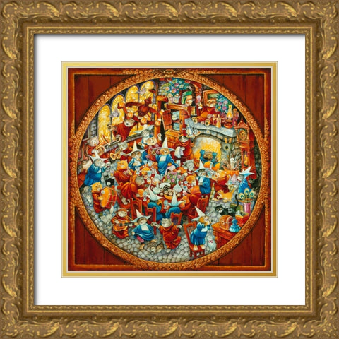 Holy Cats Sunday Brunch (Pc) Gold Ornate Wood Framed Art Print with Double Matting by Bell, Bill