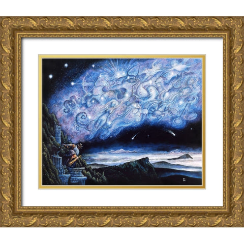 Stargazer Gold Ornate Wood Framed Art Print with Double Matting by Bell, Bill