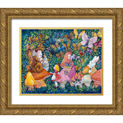 Alice And The Caterpiller Gold Ornate Wood Framed Art Print with Double Matting by Bell, Bill