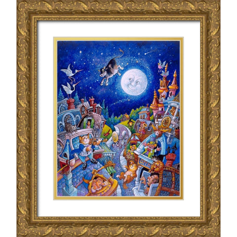 Hey Diddle Diddle Gold Ornate Wood Framed Art Print with Double Matting by Bell, Bill