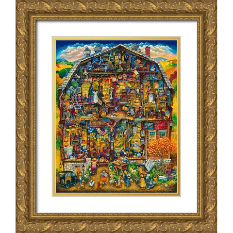 The Antique Barn  Gold Ornate Wood Framed Art Print with Double Matting by Bell, Bill