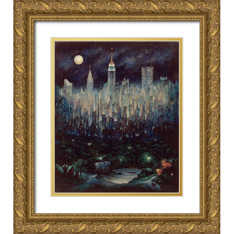 Jungle Moon Gold Ornate Wood Framed Art Print with Double Matting by Bell, Bill