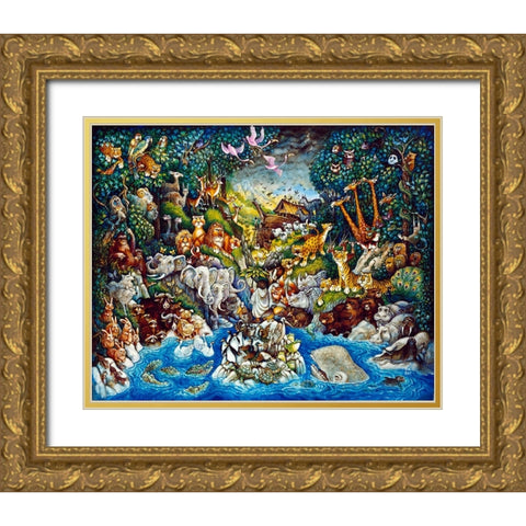 Noahs Quandary Gold Ornate Wood Framed Art Print with Double Matting by Bell, Bill