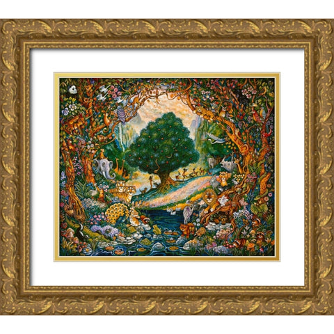 Paradise Gold Ornate Wood Framed Art Print with Double Matting by Bell, Bill
