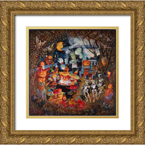 Monsters Night Out Gold Ornate Wood Framed Art Print with Double Matting by Bell, Bill