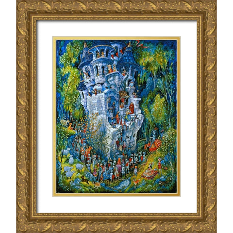 Humptys Castle Gold Ornate Wood Framed Art Print with Double Matting by Bell, Bill