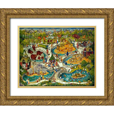 At The Zoo Gold Ornate Wood Framed Art Print with Double Matting by Bell, Bill