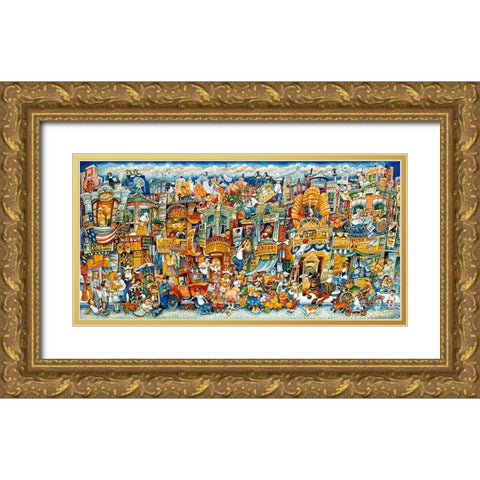 Street Scene  Gold Ornate Wood Framed Art Print with Double Matting by Bell, Bill
