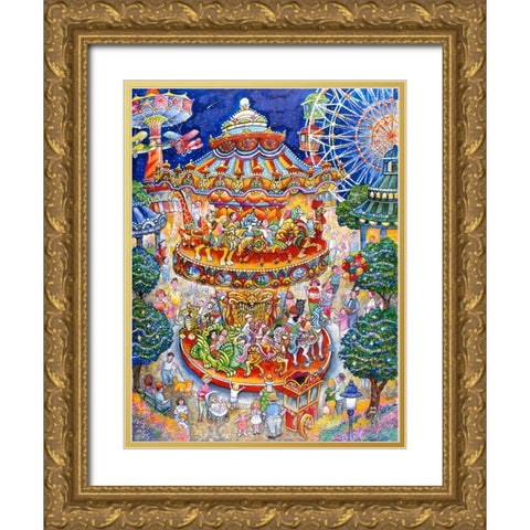 Carousel Dreams Gold Ornate Wood Framed Art Print with Double Matting by Bell, Bill