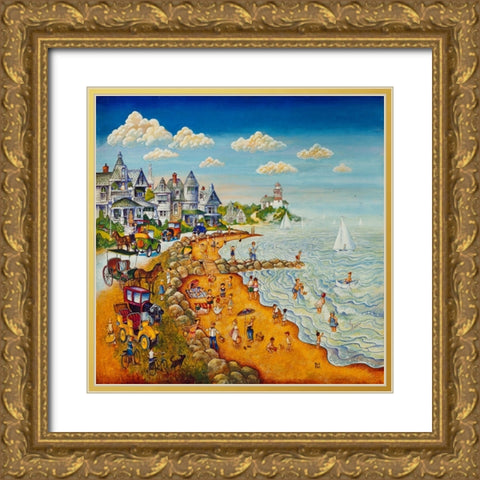 Cape May Beach Gold Ornate Wood Framed Art Print with Double Matting by Bell, Bill