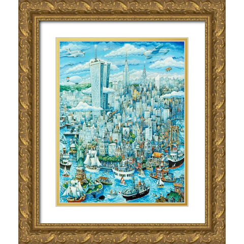 New York, New York Gold Ornate Wood Framed Art Print with Double Matting by Bell, Bill