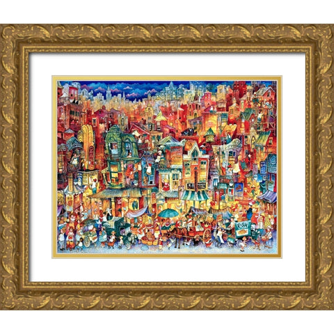 Market Day Gold Ornate Wood Framed Art Print with Double Matting by Bell, Bill