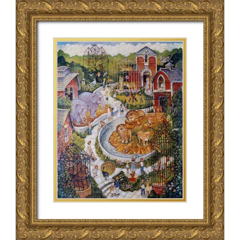 Vertical Zoo Gold Ornate Wood Framed Art Print with Double Matting by Bell, Bill