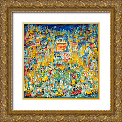 New York Times Square Gold Ornate Wood Framed Art Print with Double Matting by Bell, Bill