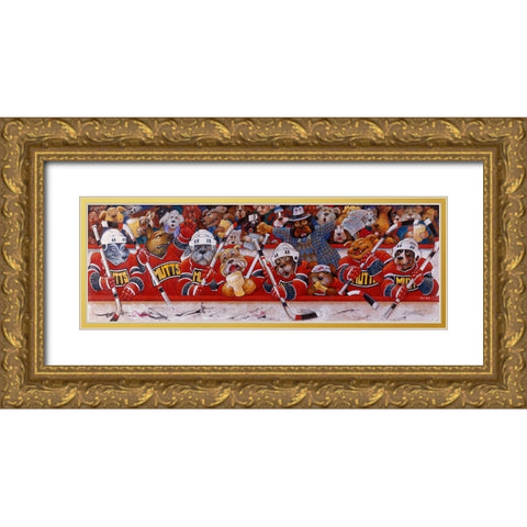 Hockey Mutts Gold Ornate Wood Framed Art Print with Double Matting by Bell, Bill